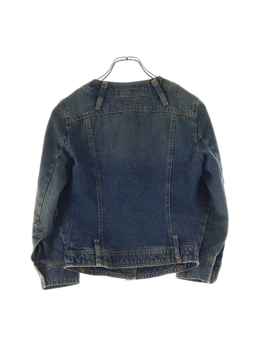 Dolce & Gabbana Collarless Lined Leopard Denim Jacket Indigo